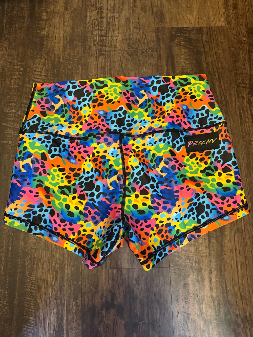 Peachy Women's Rainbow Leopard Bike Shorts